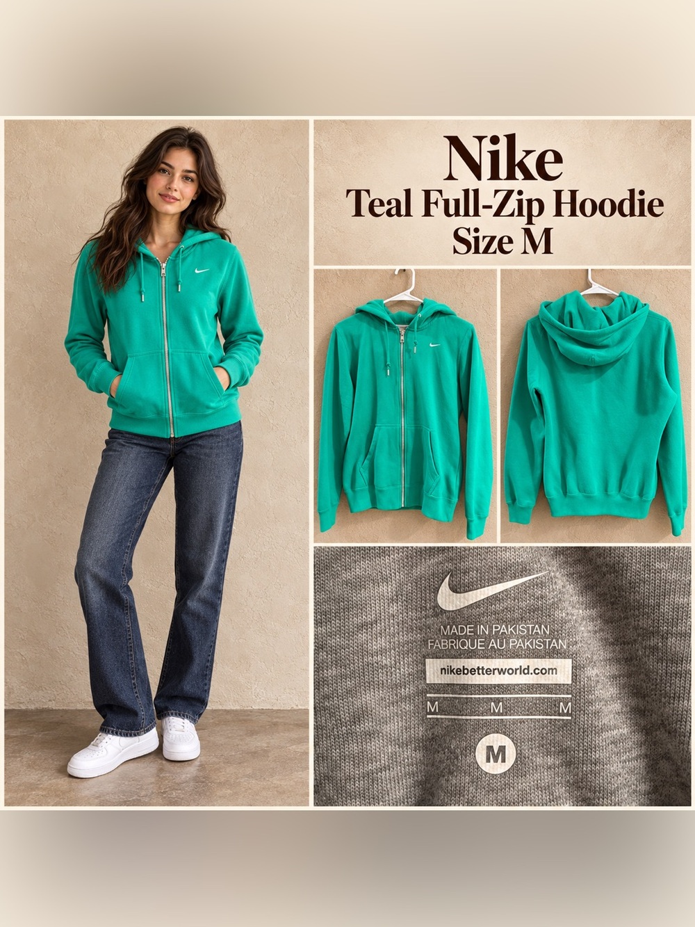 Nike Teal Zip-Up Hoodie - Women's